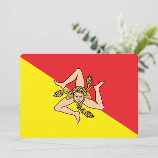Patriottische uitnodigingen met vlag van Sicilië,  (Staand voorkant)