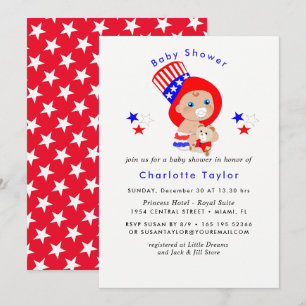 Patriottische Uncle Sam Amerikaans Baby shower Kaart