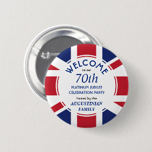 Patriottische UNION JACK 70th Platinum Jubilee Ronde Button 5,7 Cm