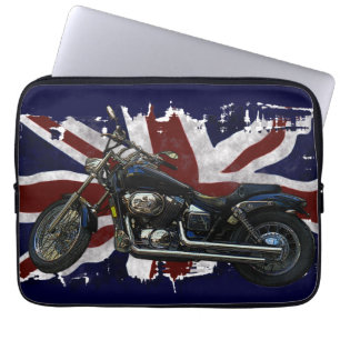 Patriottische Union Jack UK Union Vlag & Motorfiet Laptop Sleeve