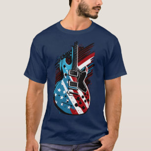 Patriottische USA 4 van juli Gitarist Concert Fest T-shirt