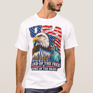 Patriottische USA Adelaar Standbeeld Vrijheid Kuns T-shirt