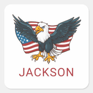 Patriottische USA Amerikaanse Vlag Adelaar Kindere Vierkante Sticker
