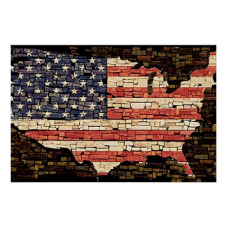  Patriottische USA Flag Tiled Stars en Stripes Perfect Poster