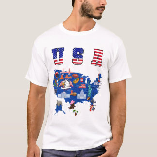 Patriottische USA kaart Amerikaanse symbolen USA k T-shirt