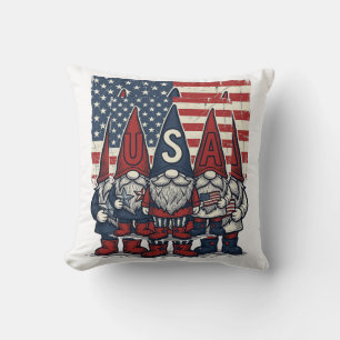 Patriottische USA-kabouter trio vintage vectorontw Kussen