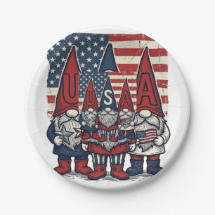 Patriottische USA-kabouter trio vintage vectorontw Papieren Bordje