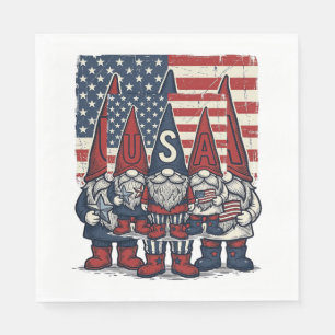 Patriottische USA-kabouter trio vintage vectorontw Servet
