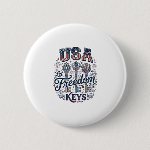 Patriottische USA Laat Vrijheid Sleutels Vector T- Ronde Button 5,7 Cm