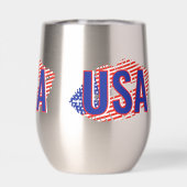 Patriottische USA Monogram Lippen Thermische Wijn (Achterkant)