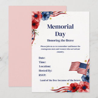 Patriottische USA Rode Witte Blauwe Uitnodiging