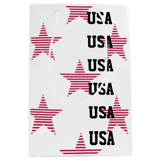 Patriottische USA Sterren Rood Wit Blauw Olympisch Medium Cadeauzakje (Voorkant)
