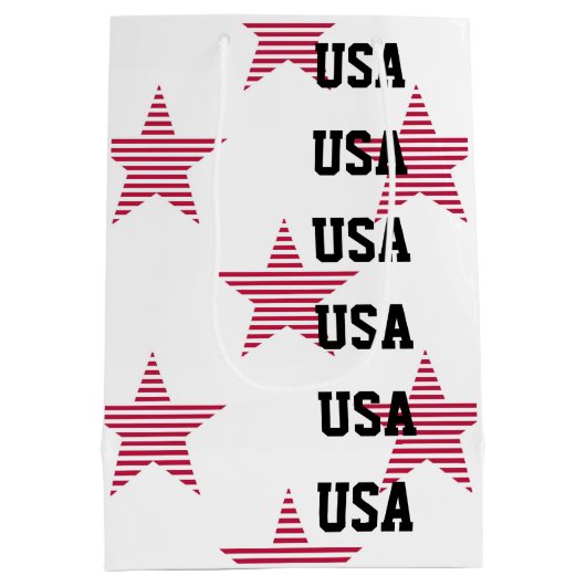 Patriottische USA Sterren Rood Wit Blauw Olympisch Medium Cadeauzakje (Achterkant)