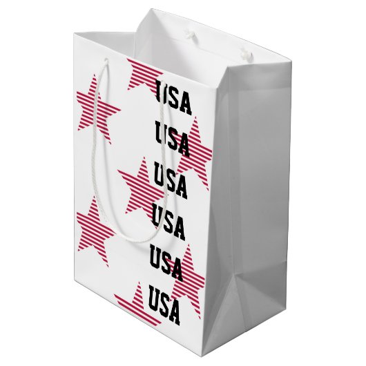 Patriottische USA Sterren Rood Wit Blauw Olympisch Medium Cadeauzakje (Achterkant Gekanteld)