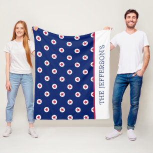 Patriottische USA Sterren Strepen NAAM Rood Wit Bl Fleece Deken