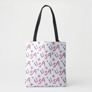 Patriottische USA thema Canvas tas met zwarte hand