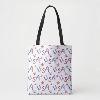Patriottische USA thema Canvas tas met zwarte hand