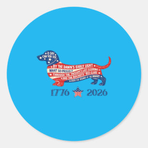 Patriottische Usa Vlag Dachshund Weenie Wiener Hon Ronde Sticker
