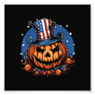 Patriottische USA-vlag Halloween pompoen Foto Afdruk