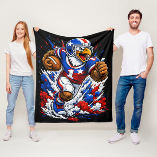 Patriottische USA Voetbal Adelaar #1 Voetbalspeler Fleece Deken