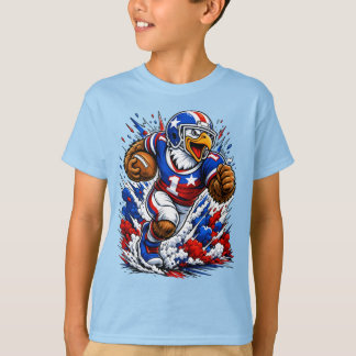 Patriottische USA-voetbalarend #1-voetbalspeler T-shirt