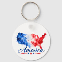 Patriottische USA-waterverfkaart-sleutelhanger