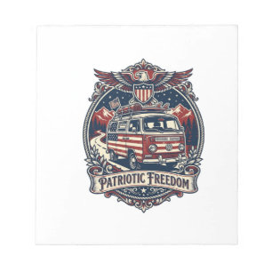 Patriottische Van Life Vector Grafische T-shirt_1 Notitieblok