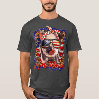 Patriottische varken Verenigde Staten Vlag 4 juli T-shirt