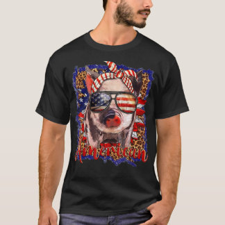 Patriottische varken VS-vlag 4 juli zonnebloem Lui T-shirt
