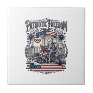 Patriottische Veranda Boekenwurm Vector Grafische Tegeltje