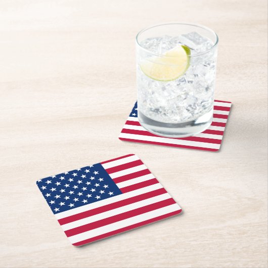 Patriottische Verenigde Staten Amerikaanse vlag Ro Vierkante Kartonnen Onderzetter (Insitu)