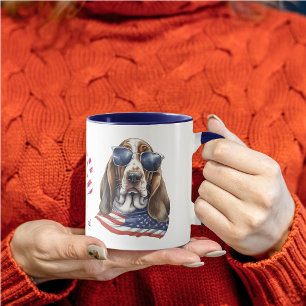 Patriottische Verenigde Staten Vlag Basset Hound D Mok