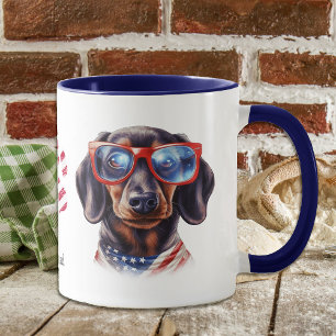 Patriottische Verenigde Staten Vlag Dachshund Hond Mok