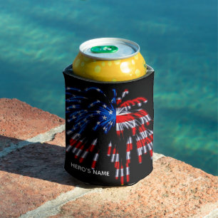 Patriottische Verenigde Staten Vlag Vuurwerk Rode  Blikjeskoeler