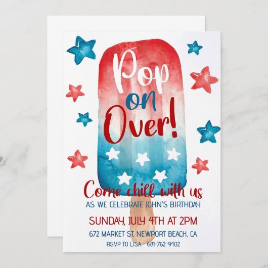 Patriottische verjaardag uitnodiging 4 juli Amerik (Voorkant / Achterkant)