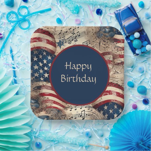 patriottische verjaardagspartij papieren bordje (Feest)