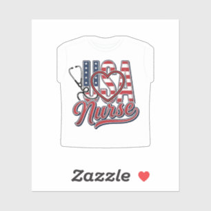 Patriottische Verpleegster USA Hart Stethoscoop Sh Sticker