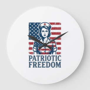 Patriottische verpleegster vector grafische T-shir Grote Klok