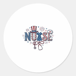 Patriottische Verpleegster Vintage Gravure Vector  Ronde Sticker