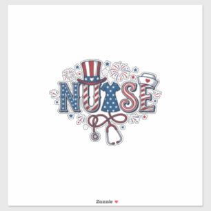 Patriottische Verpleegster Vintage Gravure Vector  Sticker