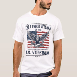 Patriottische Veteranen Adelaar Vintage Gravure Sh T-shirt