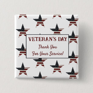Patriottische Veteranendag Amerikaanse Vlag Star Vierkante Button 5,1 Cm