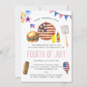 Patriottische vier juli BBQ-feest uitnodiging (Voorkant)