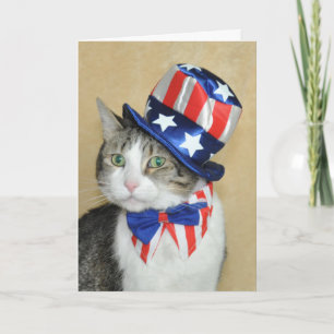 Patriottische vierde van de gestreepte kat van kaart