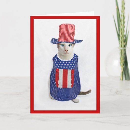 Patriottische vierde van Siamese Kat van Juli Kaart (Voorkant)