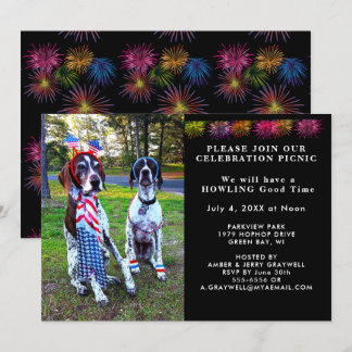 Patriottische Viering Picknick Party Honden Uitnod Kaart