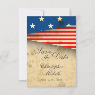 Patriottische Vintage Amerikaanse Vlag Bruiloft Save The Date