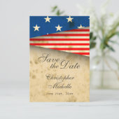 Patriottische Vintage Amerikaanse Vlag Trouwdag Save The Date (Staand voorkant)