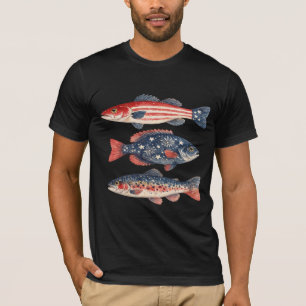 Patriottische Vis-Americana Grafische Visserij T-shirt