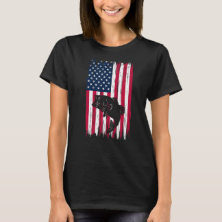 Patriottische visser 4 juli Amerikaanse vlag T-shirt